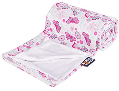 Kaarsgaren Beidseitige Sommer Baumwolldecke mit Bambusviskose Futter, Doppelschichtdecke, Kinderwagendecke, Babydecke, Erstlingsdecke, Sommerdecke (Rosa Schmetterling, 70 x 100 cm)