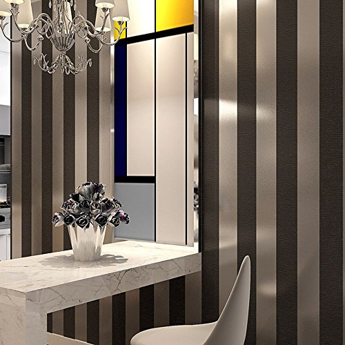 Carta da parati verticale in PVC a righe in stile nordico per camera da letto, soggiorno, hotel, TV, sfondo nero grigio non incollato 4,5 cm di larghezza x 80 cm di lunghezza