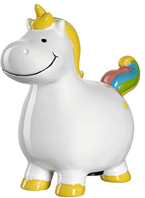 Leonardo Bambini Einhorn Spardose, Keramik Sparschwein mit Schlüssel, Geschenk für Kinder, Jungen Mädchen, 14 cm, weiß bunt, 039195 | el, Geschenk für Kinder, Jungen Mädchen, 14 cm, weiß bunt, 039195