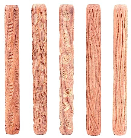 Onmancy 5 Stücke Töpfer Werkzeuge Hand Rollen für Ton Ton Stempel Ton Muster Roller