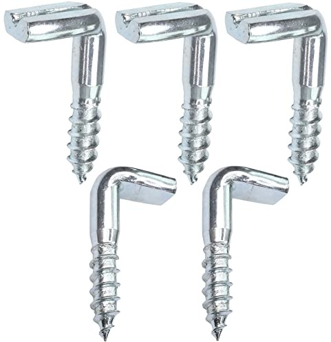 AERZETIX - C47884 - Set di 5 - Gancio a L Ø5.2x30mm - viti filettata in legno - cerniera tallone a vite - cerniera a vite quadrata a vite piton