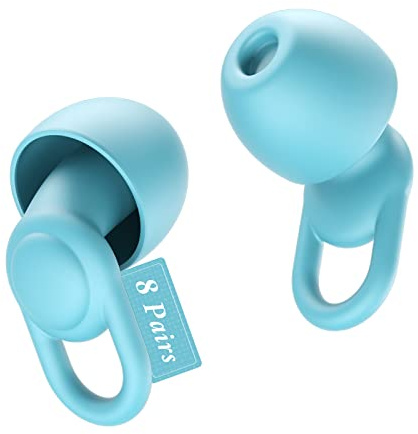 Silicone Ear Plugs for Sleep Noise Cancelling Noise Reusable Soft Comfortable Earplugs for Sleeping,Noise Sensitivity & Flights -16 Ear Tips in XS/S/M/L, 33dB Noise Cancelling(Light Blue)