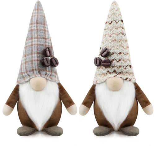 Godeufe Caffè Gnomi Primavera Set di 2 Decorazioni Buffalo plaid Gnomo Peluche Home decor per Casa Cucine