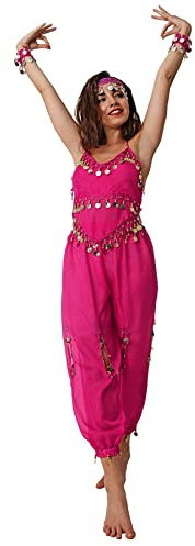 Dysmad Costumizate! Conjunto para Danza del Vientre para Mujer Adulta. Contiene: Top y pantalón, Ambos con Colgantes Que suenan. Material predominante : Poliéster. Colores a Elegir