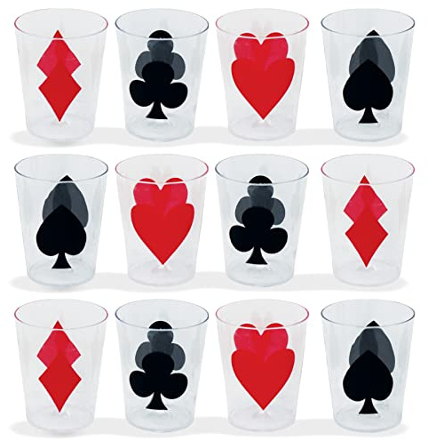 Tribello 24 Casino Party Shot Cups, Mini 2 oz Plastic Glasses Decoration, Game Night Poker Las Vegas Uno Birthday (cm-13774596)