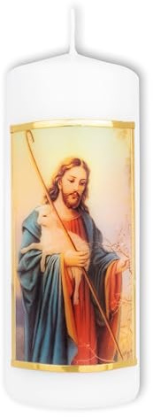 Fritz Cox Bildkerze Jesus - Guter Hirte | christliche Kerze | in Deutschland gefertigt |tolles Geschenk zu Ostersonntag |