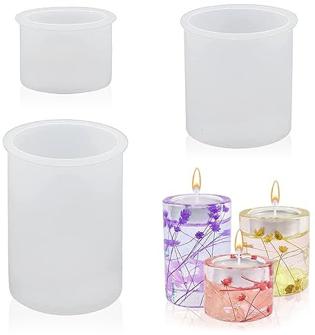 yotutun 3 Stück Silikonform Kerzenhalter, Gießformen Silikon 3-Größen Kerzenformen zum Gießen 3D Epoxidharz Formen Silikonform Teelichthalter für DIY Aromatherapie Kerzen Herstellung Supplies