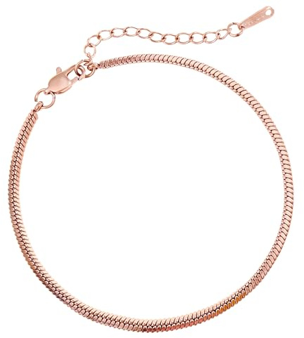 Made by Nami Bracelet en Acier Inoxydable à Maillons Cubains - Chaîne Minimaliste Cubaine en Or Rose pour Femmes