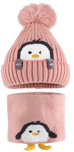 MASOCIO Conjunto Gorro y Bufanda Bebe Niña Invierno Gorros Punto Sombrero Pompon 6 12 18 Meses Bebé Termico 2 Gorrito Braga Cuello Set 1-3 Años Rosa
