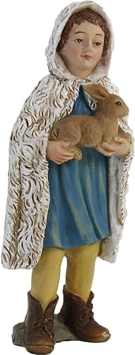 FADEDA Pastor niño con conejo/altura: 8 cm/pintado a mano/detallado belén figuras - decoración de mesa de Navidad cuna accesorios