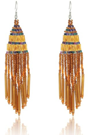 CECE&COLE Lange Perlen-Quasten-Ohrringe,Boho-Lange Quasten-Perlen-Ohrringe Baumeln Für Frauen,Ethnische Damen-Schmuck-Accessoires