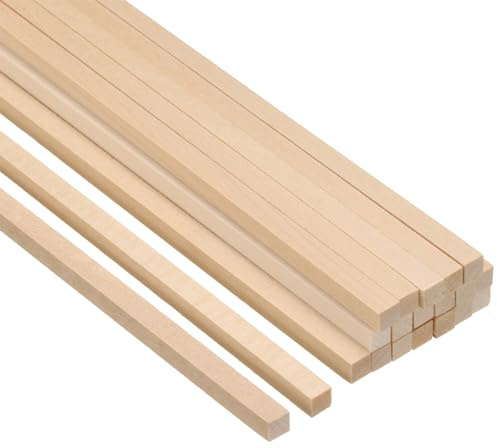 PATIKIL Bastoni in Legno per Dadi da 1/4 di Pollice, 20 Pezzi di Bastoni Quadrati di Legno Non Finiti da 12 Pollici per Fai da Te e Articoli per l'Artigianato