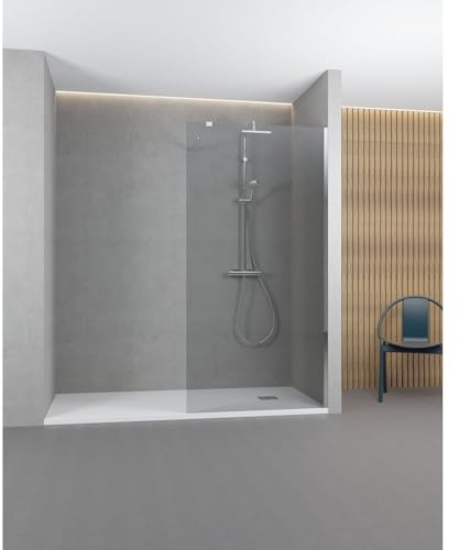 LEMONBATH - Mampara de Ducha Panel Fijo - Cristal Templado Transparente 8 mm Antical - Ancho 100 cm - Alto 195 cm - Perfil Plata Brillo - Mamparas de Ducha Fija para Baño - Mampara Baño