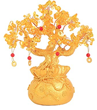 Kristall-Edelsteinbaum, gelber Kristall-Glücksbaum, Heimbüro-Dekoration, Kristall-Glücksbaum, Feng Shui, günstiger Baum, Geldbaum, Bonsai, künstlicher Baum, Geschenkbaum, Feng Shui Bonsai (Größe: C)