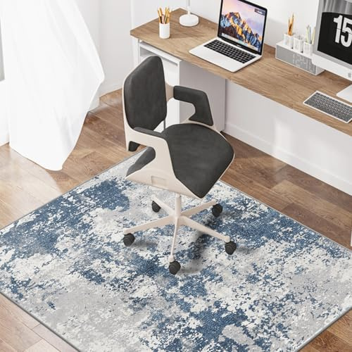 WTHYGB Bürostuhl Unterlage Bodenschutzmatte für Hartböden 90x150cm Gaming Stuhlmatten Kratzfest Bodenmatte Stuhlunterlage rutschfest Bürostuhlunterlage Unterlage Schreibtischstuh (Blau Grau)