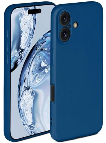 ONEFLOW Soft Case für iPhone 16 Hülle aus Silikon mit Kameraschutz, Silikonhülle mit erhöhtem Schutz fürs Display, Backcover Schutzhülle, weiche Handyhülle, Blau
