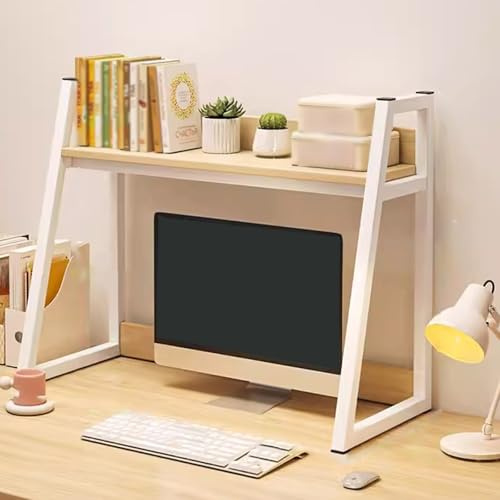 Schreibtisch Regal Weiß Organizer Schreibtisch Aufsatzregal, Schreibtisch-Organizer, Freistehender Schreibtisch Organizer, Küchen Organizer, Büro-Aufbewahrungsregal(Log,55 * 32 * 65cm)