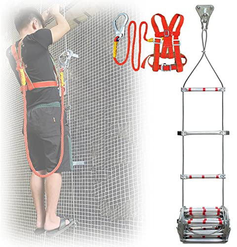 ZXXDSMYF Rope Ladder,Home Safety Ladder Emergency Escape Ladder Wire Rope 1 Sladder,Fire Safety Ladder with Safety Harness/Onecolor/8M/26Ft