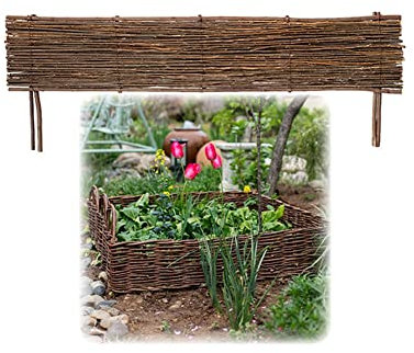 Easy to Install Wicker Garden Fencing Panels Decorative Willow Hurdle Border Edge for Flowerbed Patio Driveway Weaved Rattan Effect Prevents Pets Size: 35X100CM/1.14X3.28FT (Color: B)