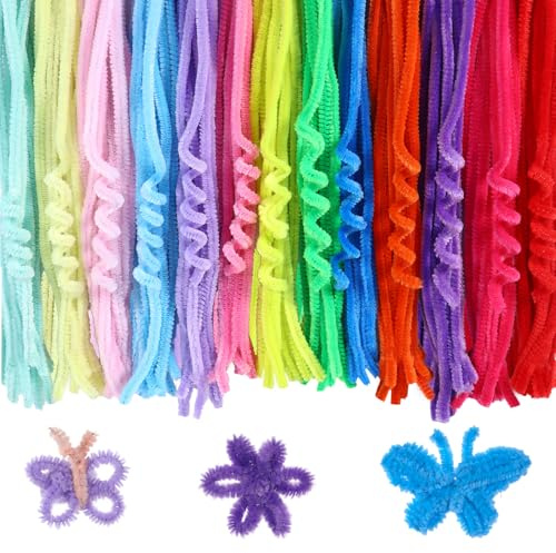 300 Stück Pfeifenreiniger Farbig 30cm, Pfeifenputzer zum Basteln, Pfeifenreiniger zum Basteln, Biegeplüsch Kunst Chenilledraht für Dekorationen Kinder, Bunte Farben