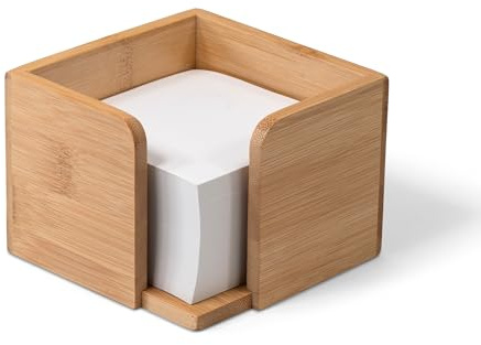 Osco Bamboo Memo Cube with 500 Sheets – Bamboo Desk Note Block & Message Dispenser Cube for Office & Home Desk – Natural Finish, Stylish Stationery Accessory, 80×110×110 mm