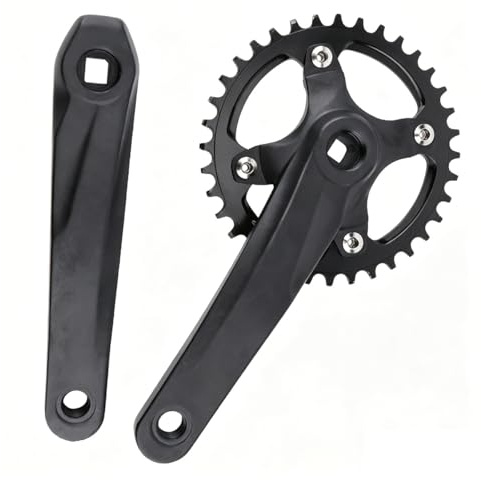 KANGXYSQ 170mm Quadratische Kurbelgarnitur 32T 34T 36T 38T Rundes Kettenblatt for Mountainbike MTB Kurbelarm Set Aus Aluminiumlegierung(Black,32T)