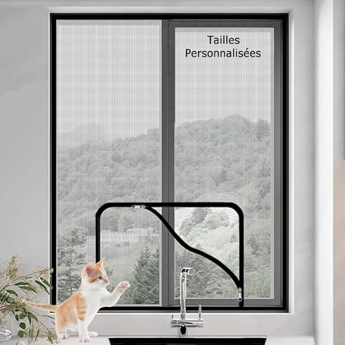 DUOLEH Tailles personnalisées Moustiquaire pour Fenêtres Filet | Protection Fenetre Chat sans Percer, Barrière Chat Balcon, Détachable Net Lavable pour La Maison