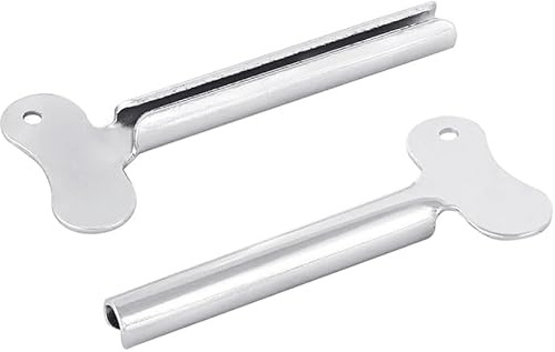 2 Pcs Tube Toothpaste Squeezer Keys Metal Hair Dye Color Key Roller Dispenser Tool Durable Processing for Paint, Cream, Cosmetic and Hair Dye