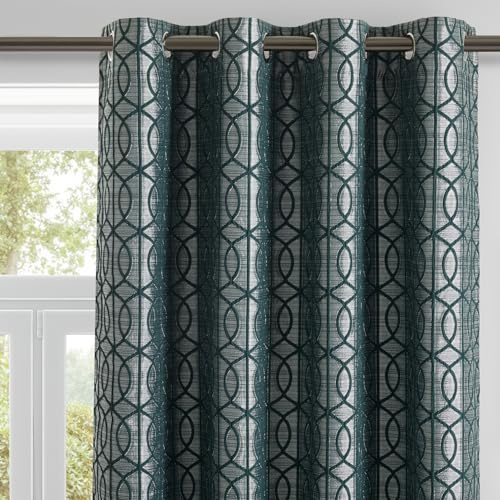HORIMOTE HOME 100% Blackout Eyelet Curtains 90x90 Inch (2 Panels) - Thermal Insulated Curtains with Noise Reduction, Forest Green Heavyweight Jacquard Woven Curtain for Bedroom,Living Room