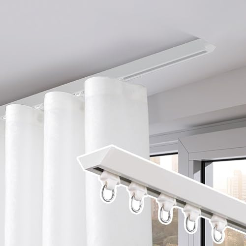 Système de rails de rideaux de plafond robustes pour et douches - Barres de support élégantes pour rideaux - Facile à installer