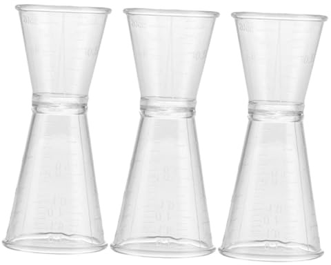 Sosoport 3 piezas Copa Medidora de Plástico de Jigger Doble para Ingredientes de Cócteles Herramienta de Bar para Bartenders y Reuniones Sociales Reutilizable