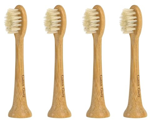 Gaia Guy Ersättningshuvuden i Bambu och Borst för Philips Sonicare, 4-pack Biologiskt Nedbrytbara Tandborsthuvuden