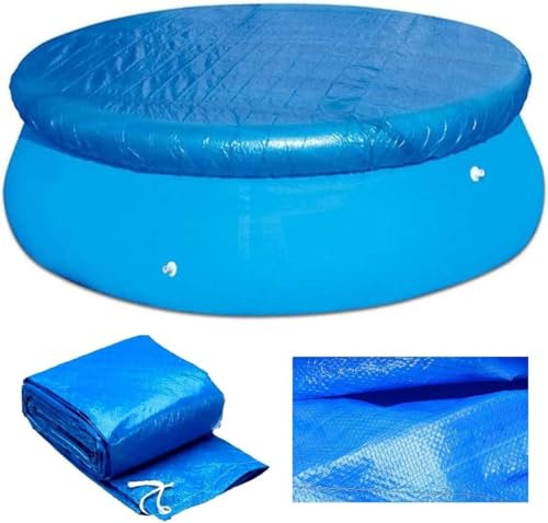 Copertura rotonda per piscina da 1,8 m/2,4 m/3,7 m, con coulisse, antipolvere, resistente ai raggi UV, anti-strappo, facile da montare, copertura protettiva per piscine gonfiabili (366 cm)