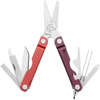 Leatherman Micra, Mulled Wine | Edelstahl-Schlüsselanhänger Multi-Tool mit Federschere und 9 Werkzeugen