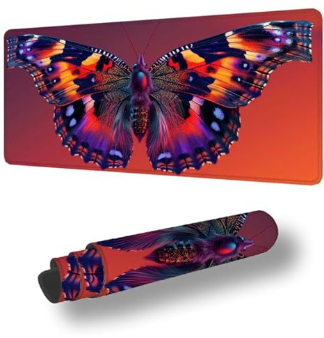 Tapis de Souris XXL 1200 x 600 mm Grand Tapis de Souris Gamer CouleurSous Main Bureau Bords Cousus Antidérapant pour PC, Ordinateur Portable Améliore la Précision et la Vitesse, Papillon S-11789