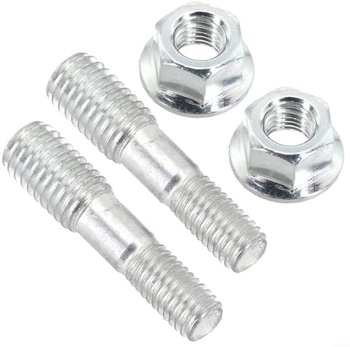 Juego de tornillos y tuercas de placa guía de motosierra, paquete de 2 para sierras de cadena 52/58, incluye varillas de conexión y tuercas, herrajes de hierro plateado para herramientas forestales