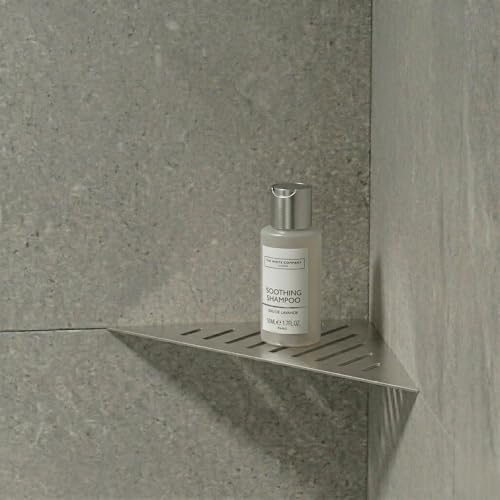 Eviso Slim-Fit Duschablage für die Fuge | Eckregal aus Edelstahl AISI 304 rostfrei | Montage ohne Bohren | Modernes Design für Dusche & Bad | Smart-Drain & Safe-Edge Technologie