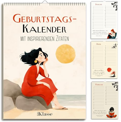 Calendrier d'anniversaire avec citations non datées - Format A5 - Calendrier mural indépendant de l'année - Aperçu de l'anniversaire à suspendre dans un livre d'aquarelle délicate - Proverbes