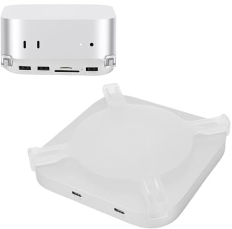 Plyisty Docking Station per M4 e M4 Pro 2024, Supporto per Custodia SSD NVMe con Porte USB-A da 10 Gbps, Lettore di Schede SD/TF 4.0, Adattatore Hub USB-C Alluminio Argento