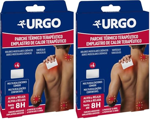 Urgo - Parche térmico terapéutico - Indicado para dolores musculares y articulares - Caja con 4 parches de 10 cm x 13 cm (Paquete de 2)