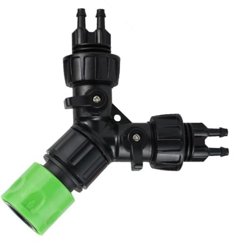 UTTASU Lot de 2 adaptateurs de robinet d'irrigation goutte à goutte à 4 voies pour tuyau d'arrosage de 6,35 mm, séparateur en plastique étanche avec connexion sécurisée, kit d'arrosage de jardin en 2