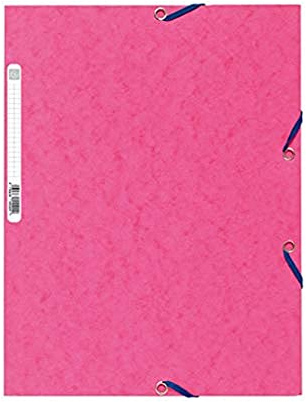Exacompta - Ref. 55520E - Kartong med 25 elastiska mappar - fickor med 3 flikar - i glansigt kartongpapper 400 g/m2 - mått 24 x 32 cm för dokument i A4-format - färg rosa