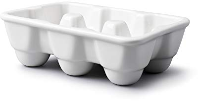 Wm Bartleet & Sons Traditional Porcelain 6 Eggs Storage Box/Tray for the Fridge or Kitchen Worktop – White