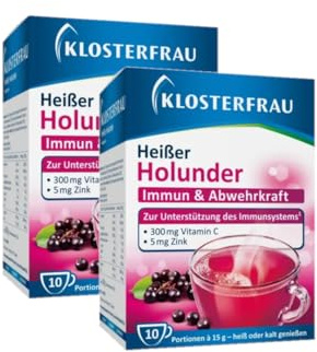 Klosterfrau Heißer Holunder | 2 x 10 Portionen á 15 g | Immun & Abwehrkraft | Zur Unterstützung des Immunsystem mit Vitamin C & Zink