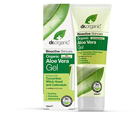 Dr Organic Aloe Vera Gel with Cucumber, Soothing, All Skin Types, Natural, Vegan, Cruelty-Free, Paraben & SLS-Free, Recycled & Recyclable, Organic, 200ml, Packaging may vary