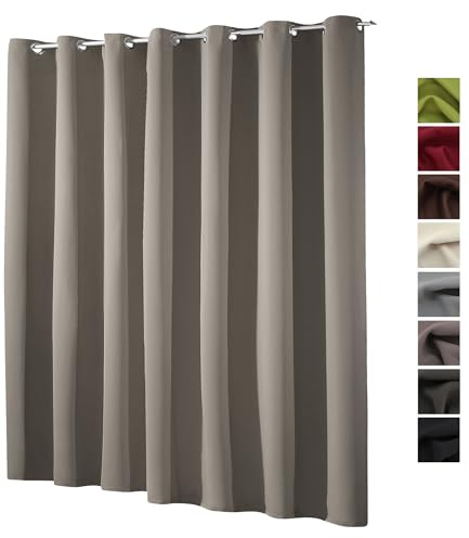 heimtexland ® XXL Ösenschal Verdunkelung HxB 245x275 cm Thermovorhang Verdunkelungsgardine Extra Breit Schlamm Braun Typ139