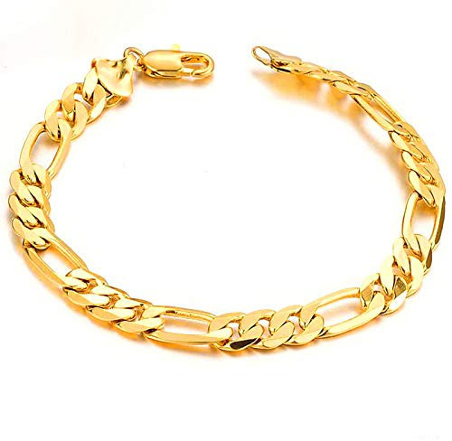 ANAZOZ Bracelet Homme Acier Inoxydable Chaîne Maillon Aplatis 18K Or Anti-Allergie Bijoux Homme Accessoire Fantaisie pour Anniversaire Noël
