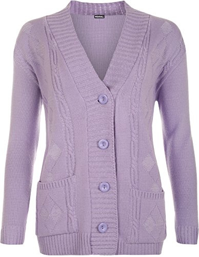 WearAll Plus Size Womens Button Long Sleeve Pocket Top Ladies Knitted Cardigan - 14-20