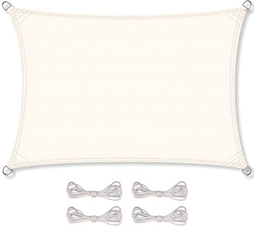 CelinaSun tenda parasole a vela giardino balcone HDPE polietilene traspirante rettangolare 3 x 4 m bianco crema