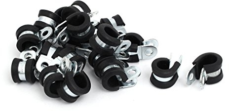 sourcing map 20 Stk 12mm Dmr. Gummi Gefüttert R Form Verzinkt Rohrclip Kabelklemme de